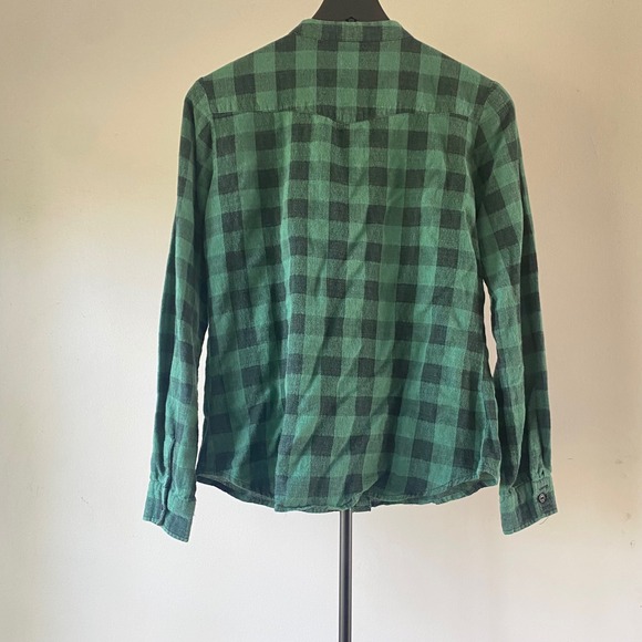 Sundance Green Plaid Flannel Shirt Lace Inset Button Down Womens Small Christmas - Picture 2 of 5